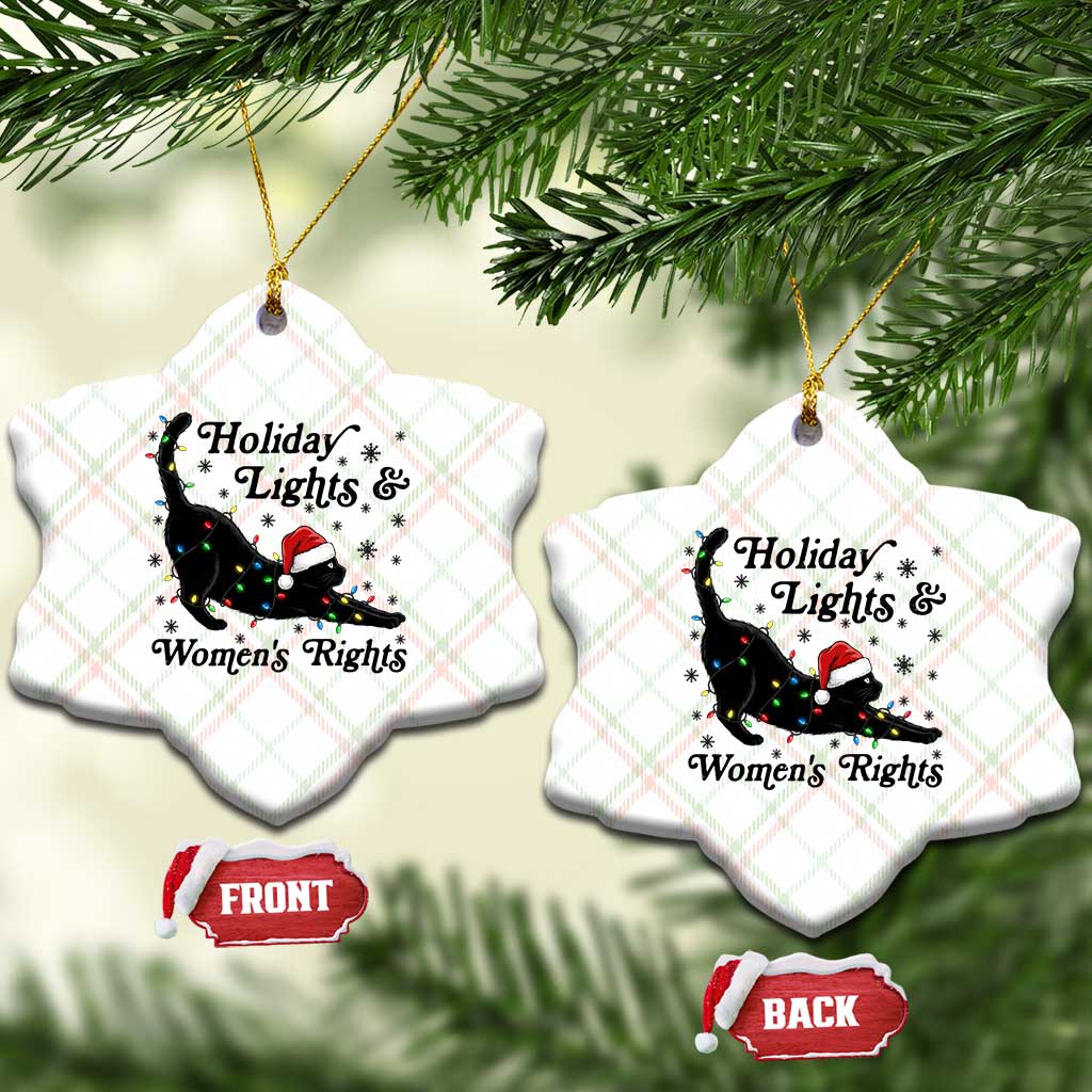 Sexy Cat Holiday Lights Womens Rights Supporter Ceramic Ornament Christmas Feminist Gift TS12 Print Your Wear