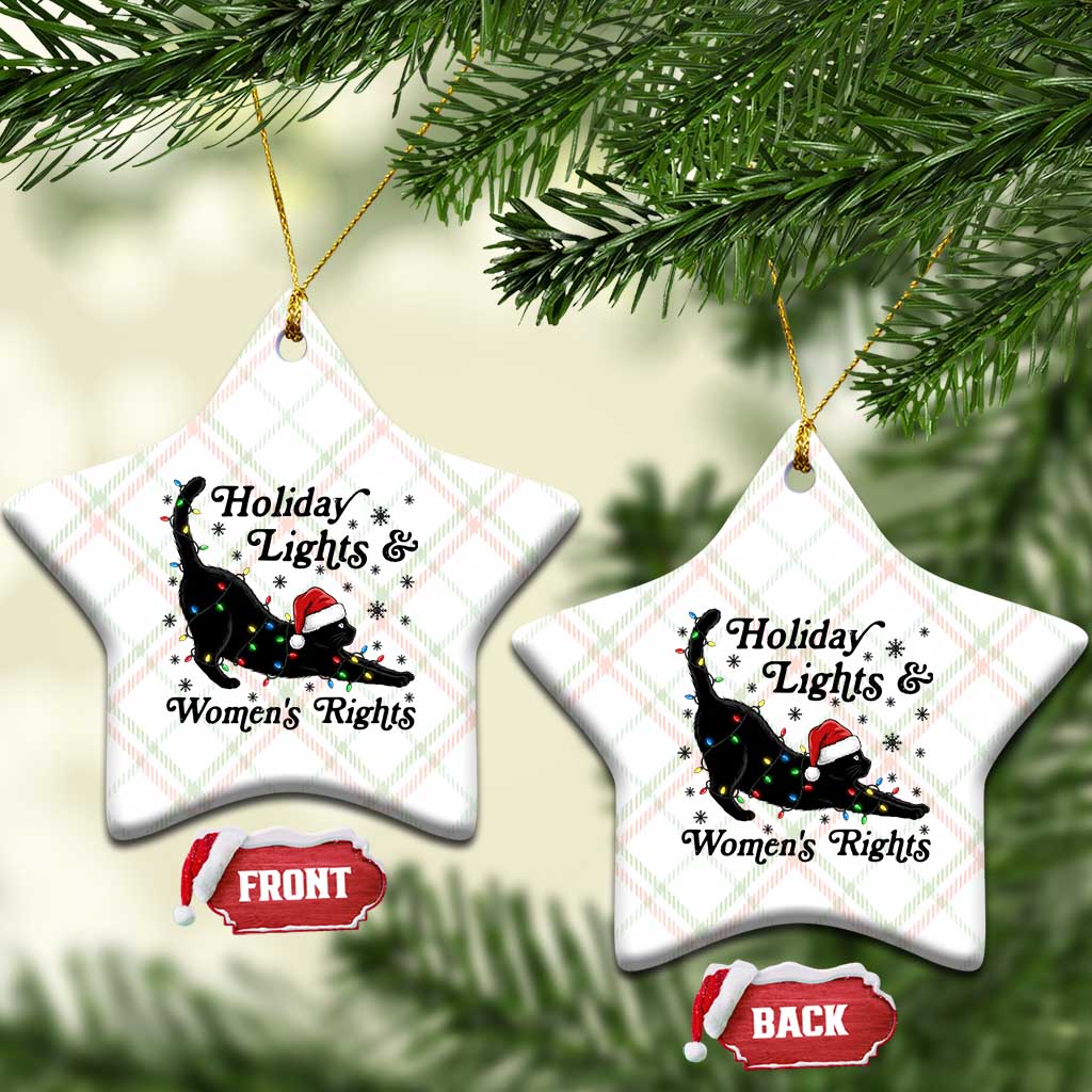 Sexy Cat Holiday Lights Womens Rights Supporter Ceramic Ornament Christmas Feminist Gift TS12 Print Your Wear