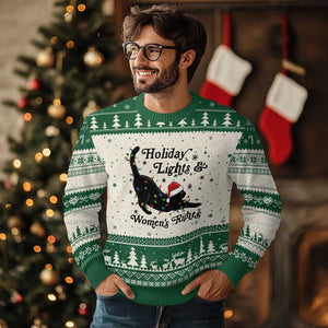 Sexy Cat Holiday Lights Womens Rights Supporter Ugly Christmas Sweater Xmas Feminist Gift TS12 Beige Green Print Your Wear