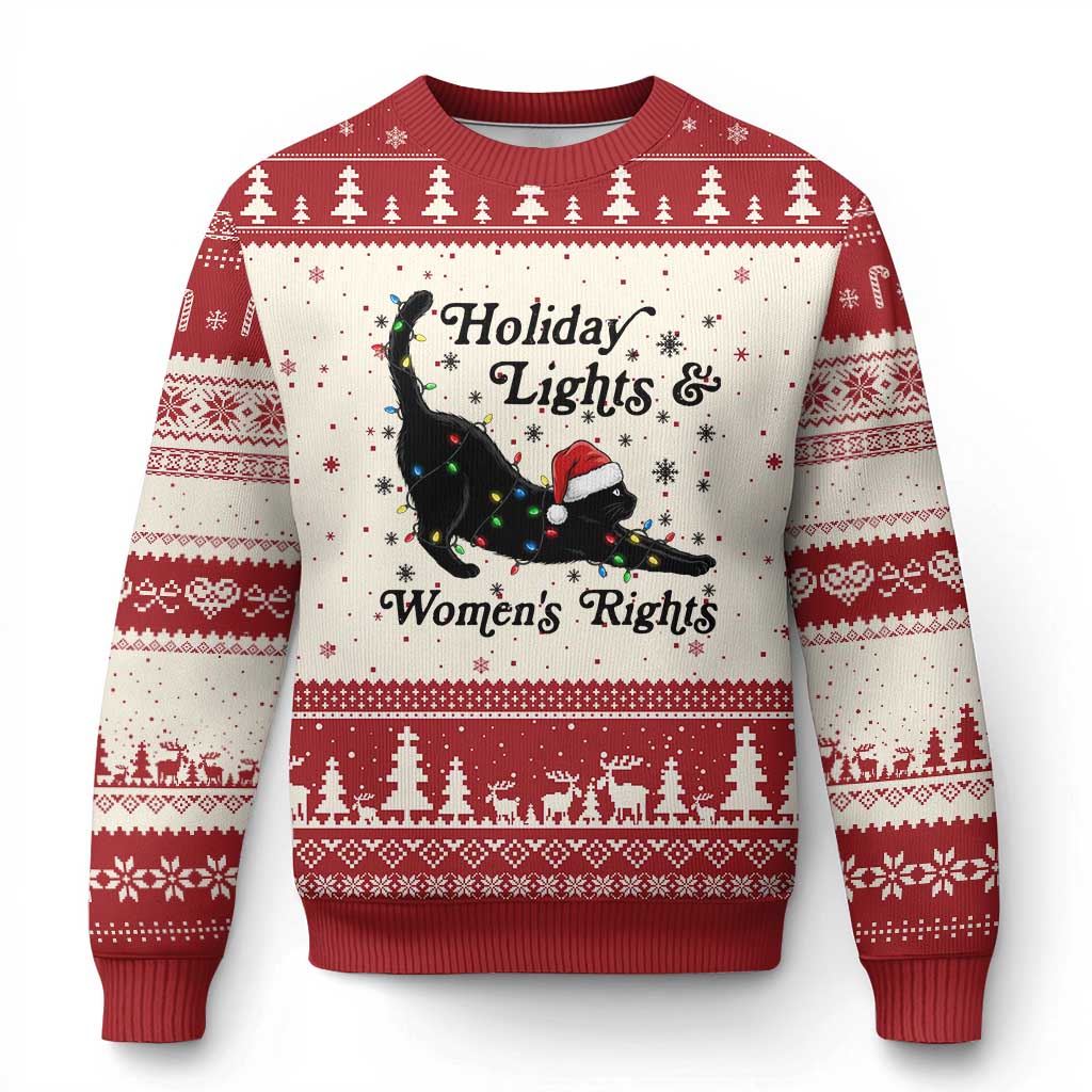 Sexy Cat Holiday Lights Womens Rights Supporter Ugly Christmas Sweater Xmas Feminist Gift TS12 Beige Red Print Your Wear