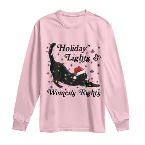 Sexy Cat Holiday Lights Womens Rights Supporter Long Sleeve Shirt Christmas Feminist Gift TS12 Light Pink Print Your Wear
