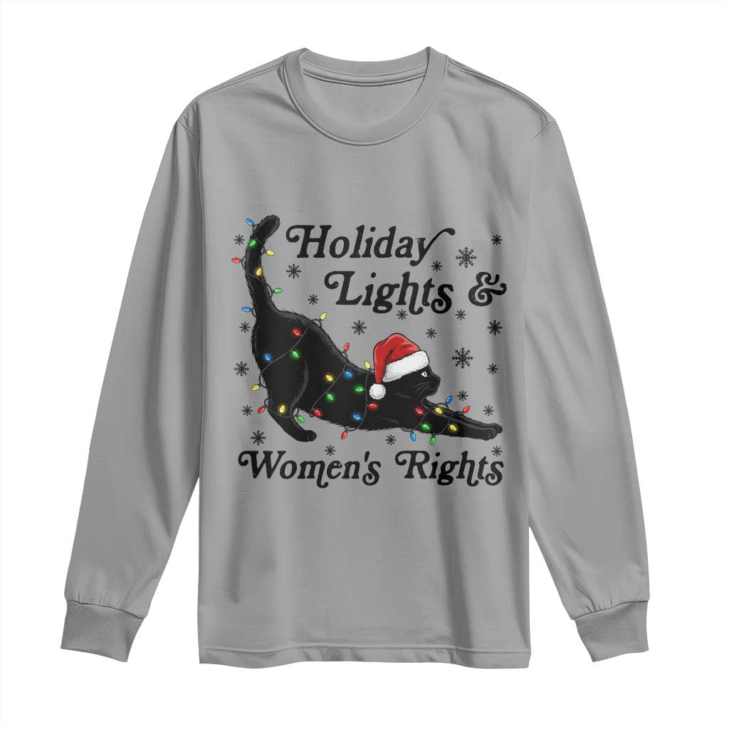 Sexy Cat Holiday Lights Womens Rights Supporter Long Sleeve Shirt Christmas Feminist Gift TS12 Sport Gray Print Your Wear