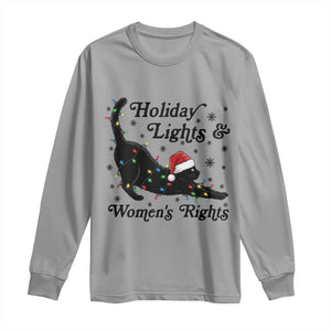 Sexy Cat Holiday Lights Womens Rights Supporter Long Sleeve Shirt Christmas Feminist Gift TS12 Sport Gray Print Your Wear