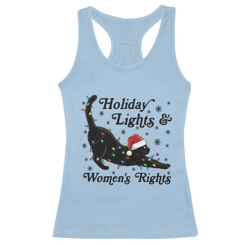 Sexy Cat Holiday Lights Womens Rights Supporter Racerback Tank Top Christmas Feminist Gift TS12 Light Blue Print Your Wear