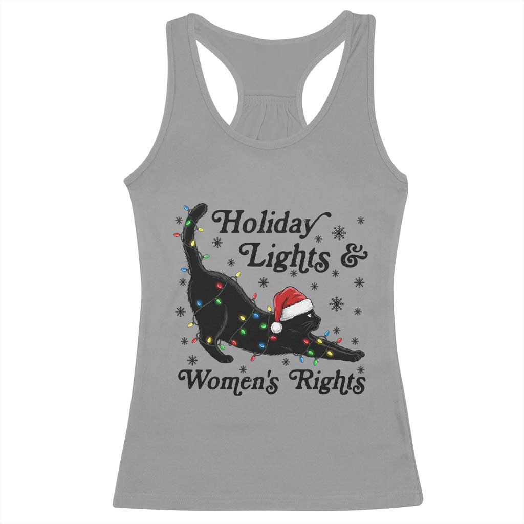 Sexy Cat Holiday Lights Womens Rights Supporter Racerback Tank Top Christmas Feminist Gift TS12 Sport Gray Print Your Wear