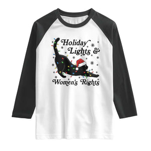 Sexy Cat Holiday Lights Womens Rights Supporter Raglan Shirt Christmas Feminist Gift TS12 White Black Print Your Wear