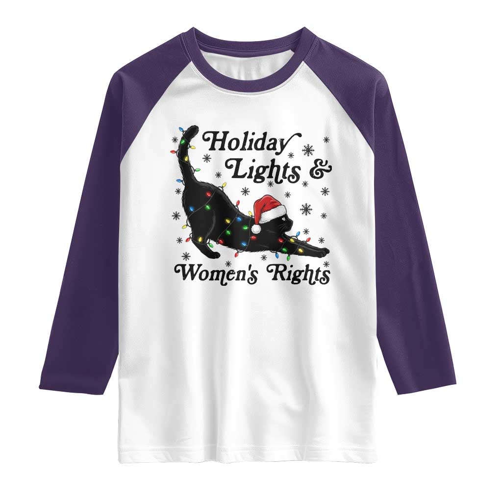 Sexy Cat Holiday Lights Womens Rights Supporter Raglan Shirt Christmas Feminist Gift TS12 White Purple Print Your Wear
