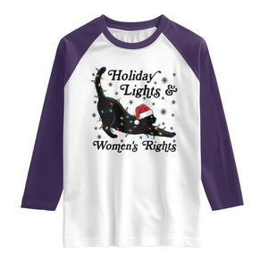Sexy Cat Holiday Lights Womens Rights Supporter Raglan Shirt Christmas Feminist Gift TS12 White Purple Print Your Wear