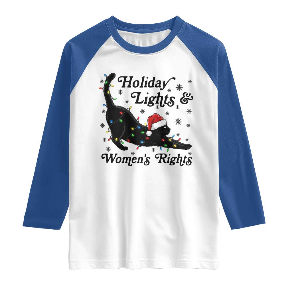 Sexy Cat Holiday Lights Womens Rights Supporter Raglan Shirt Christmas Feminist Gift TS12 White Royal Print Your Wear