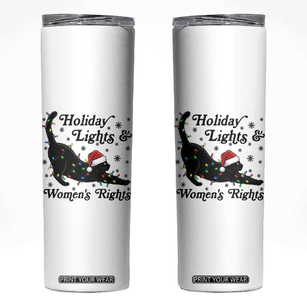 Sexy Cat Holiday Lights Womens Rights Supporter Skinny Tumbler Christmas Feminist Gift TS12 White Print Your Wear