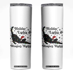 Sexy Cat Holiday Lights Womens Rights Supporter Skinny Tumbler Christmas Feminist Gift TS12 White Print Your Wear
