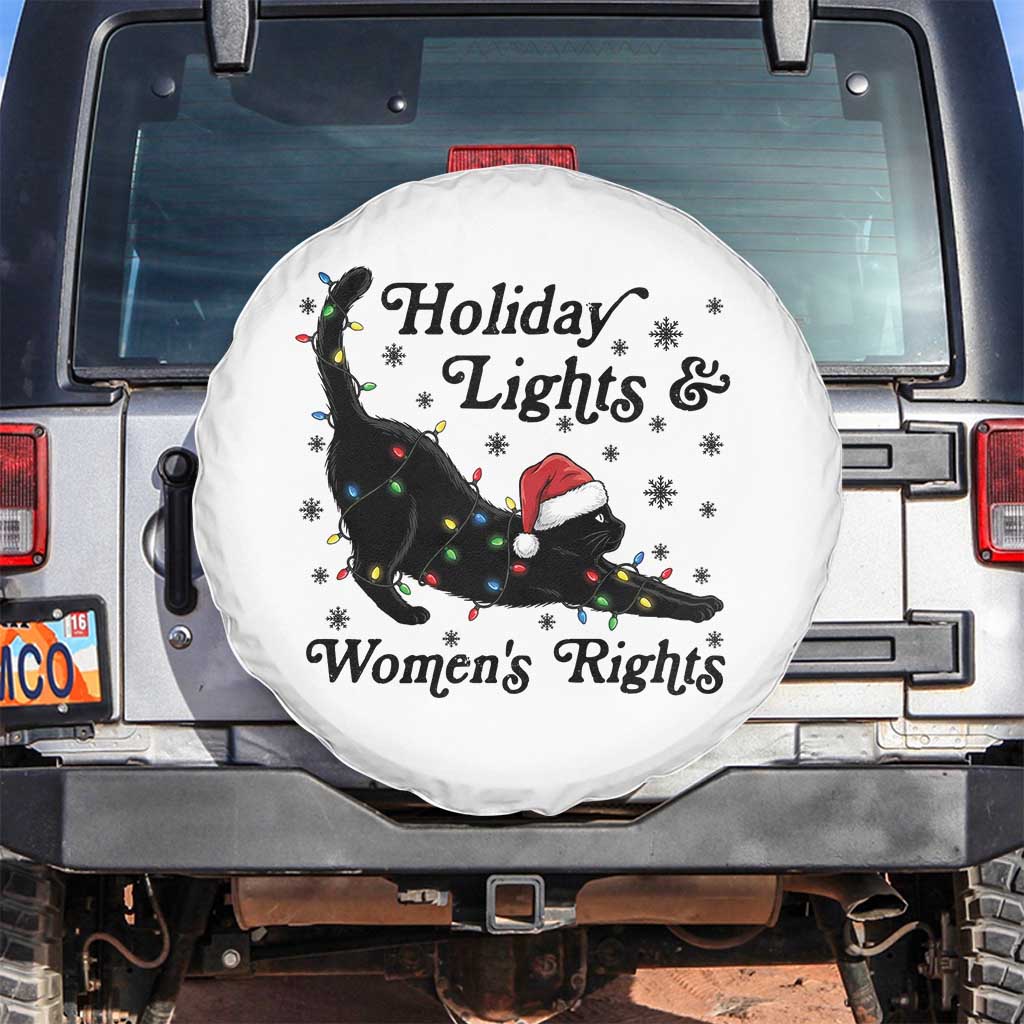 Sexy Cat Holiday Lights Womens Rights Supporter Spare Tire Cover Christmas Feminist Gift TS12 No hole White Print Your Wear