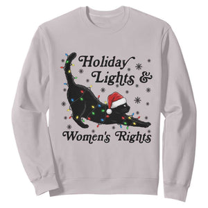 Sexy Cat Holiday Lights Womens Rights Supporter Sweatshirt Christmas Feminist Gift TS12 Ice Gray Print Your Wear