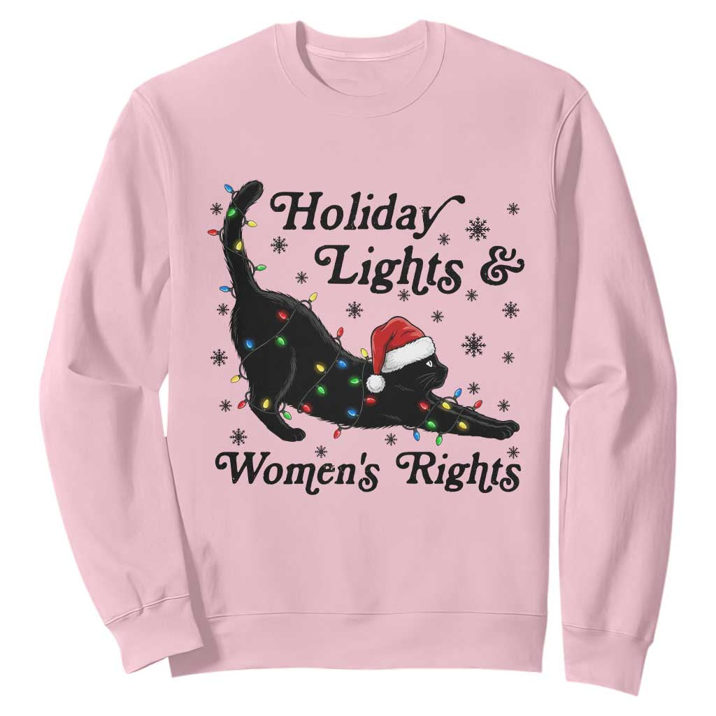 Sexy Cat Holiday Lights Womens Rights Supporter Sweatshirt Christmas Feminist Gift TS12 Light Pink Print Your Wear