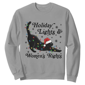Sexy Cat Holiday Lights Womens Rights Supporter Sweatshirt Christmas Feminist Gift TS12 Sport Gray Print Your Wear