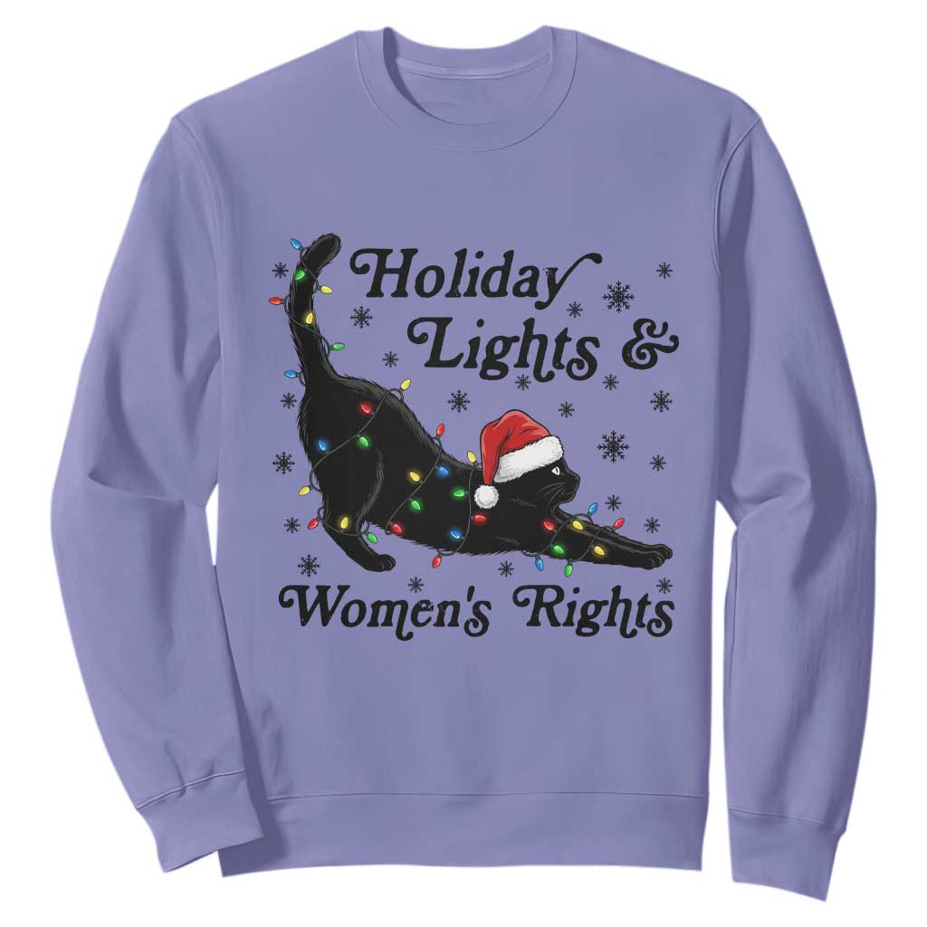 Sexy Cat Holiday Lights Womens Rights Supporter Sweatshirt Christmas Feminist Gift TS12 Violet Print Your Wear