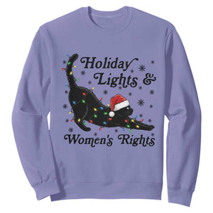 Sexy Cat Holiday Lights Womens Rights Supporter Sweatshirt Christmas Feminist Gift TS12 Violet Print Your Wear