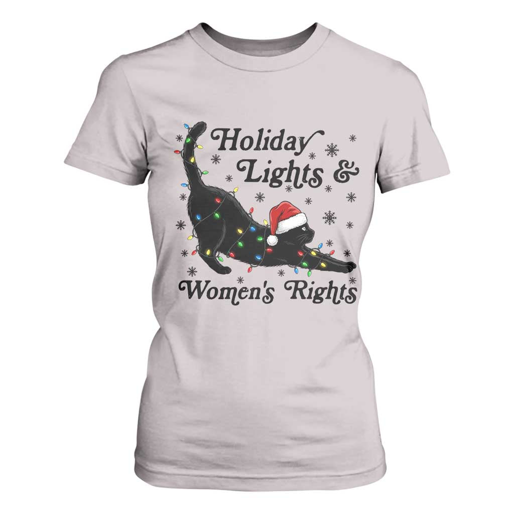 Sexy Cat Holiday Lights Womens Rights Supporter T Shirt For Women Christmas Feminist Gift TS12 Ice Gray Print Your Wear