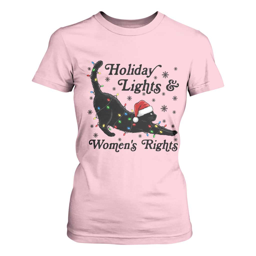 Sexy Cat Holiday Lights Womens Rights Supporter T Shirt For Women Christmas Feminist Gift TS12 Light Pink Print Your Wear