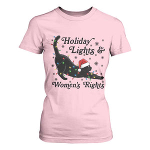 Sexy Cat Holiday Lights Womens Rights Supporter T Shirt For Women Christmas Feminist Gift TS12 Light Pink Print Your Wear