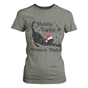 Sexy Cat Holiday Lights Womens Rights Supporter T Shirt For Women Christmas Feminist Gift TS12 Military Green Print Your Wear