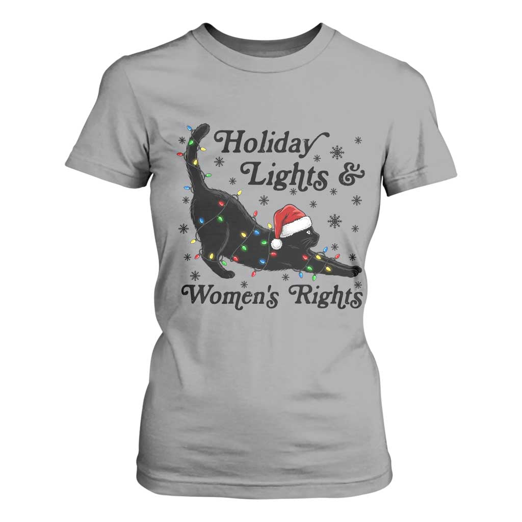 Sexy Cat Holiday Lights Womens Rights Supporter T Shirt For Women Christmas Feminist Gift TS12 Sport Gray Print Your Wear