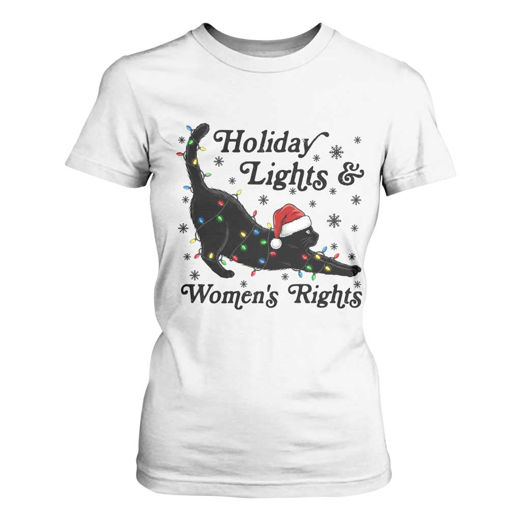 Sexy Cat Holiday Lights Womens Rights Supporter T Shirt For Women Christmas Feminist Gift TS12 White Print Your Wear