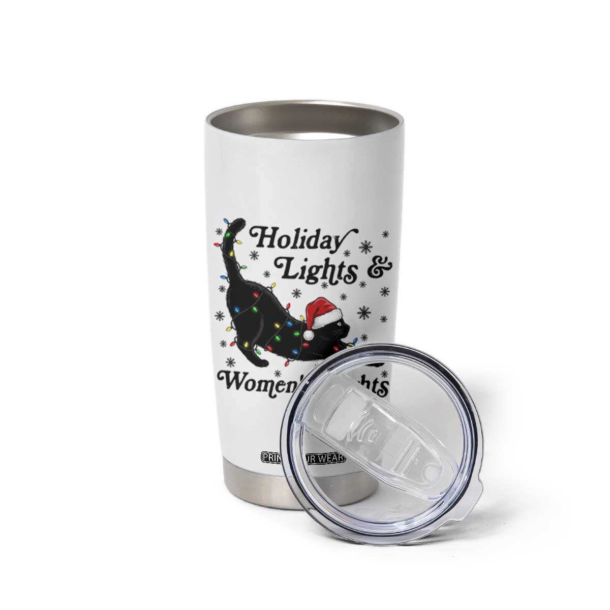 Sexy Cat Holiday Lights Womens Rights Supporter Tumbler Cup Christmas Feminist Gift TS12 Print Your Wear