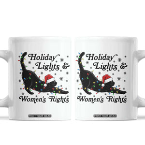 Sexy Cat Holiday Lights Womens Rights Supporter Coffee Mug Christmas Feminist Gift TS12 White Print Your Wear
