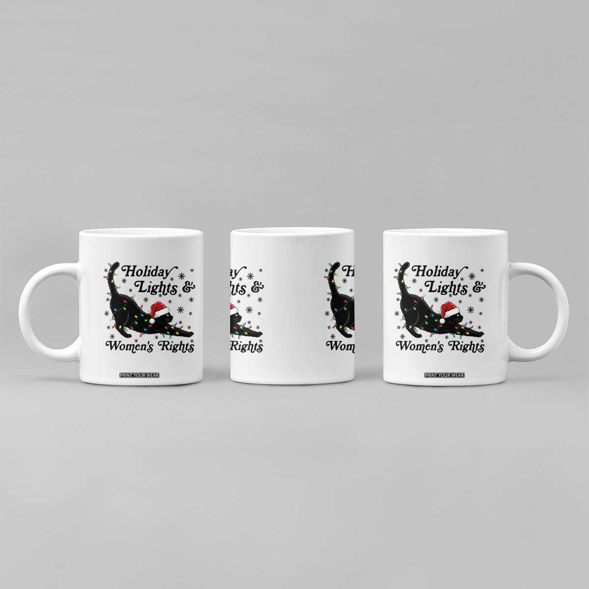 Sexy Cat Holiday Lights Womens Rights Supporter Coffee Mug Christmas Feminist Gift TS12 Print Your Wear