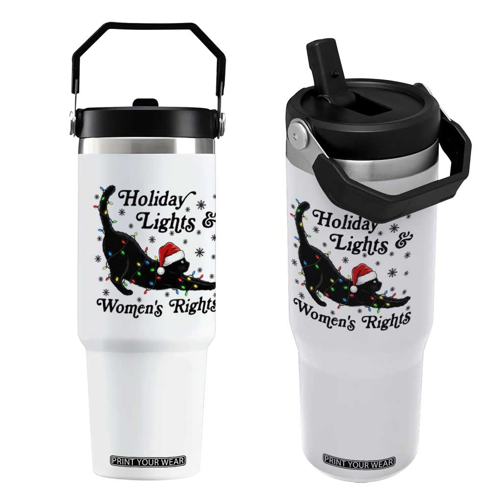 Sexy Cat Holiday Lights Womens Rights Supporter Flip Straw Tumbler Christmas Feminist Gift TS12 One Size: 30 oz White Print Your Wear