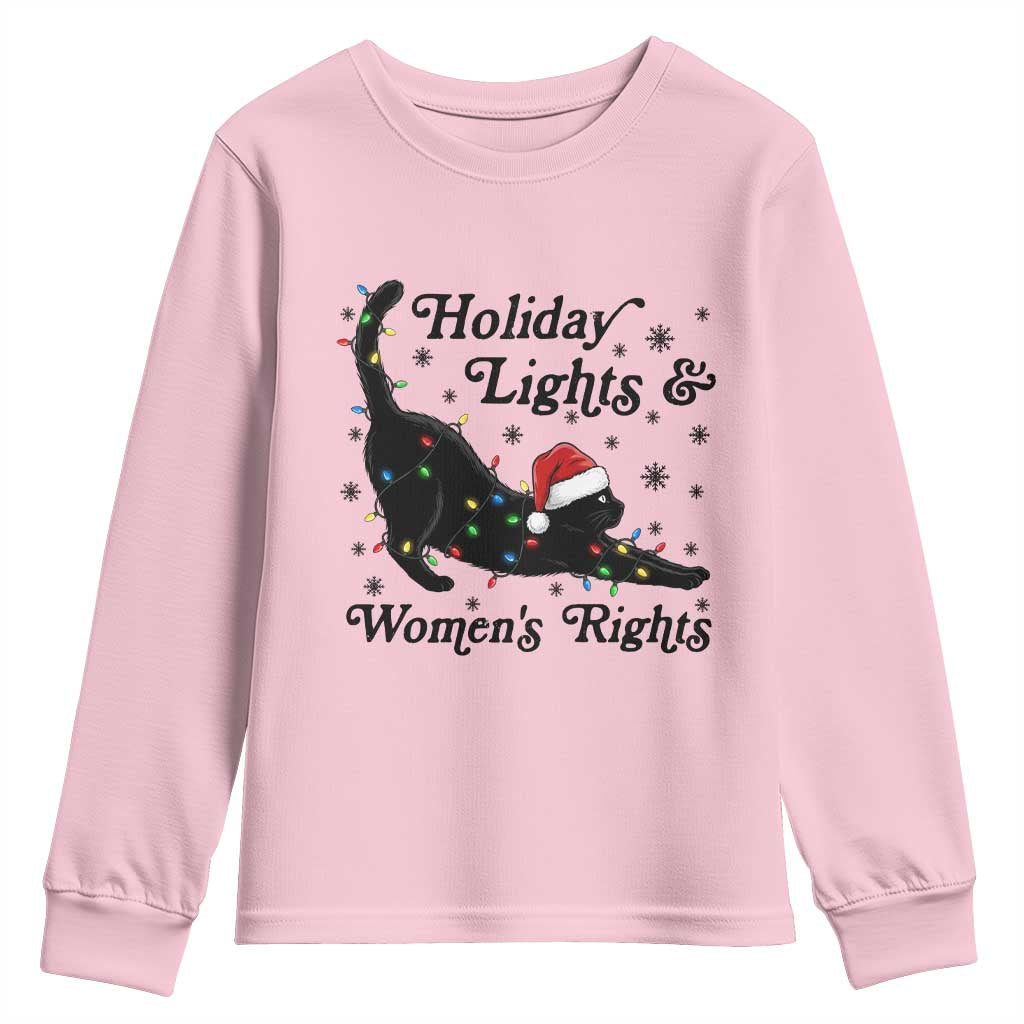 Sexy Cat Holiday Lights Womens Rights Supporter Youth Sweatshirt Christmas Feminist Gift TS12 Light Pink Print Your Wear