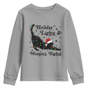 Sexy Cat Holiday Lights Womens Rights Supporter Youth Sweatshirt Christmas Feminist Gift TS12 Sport Gray Print Your Wear