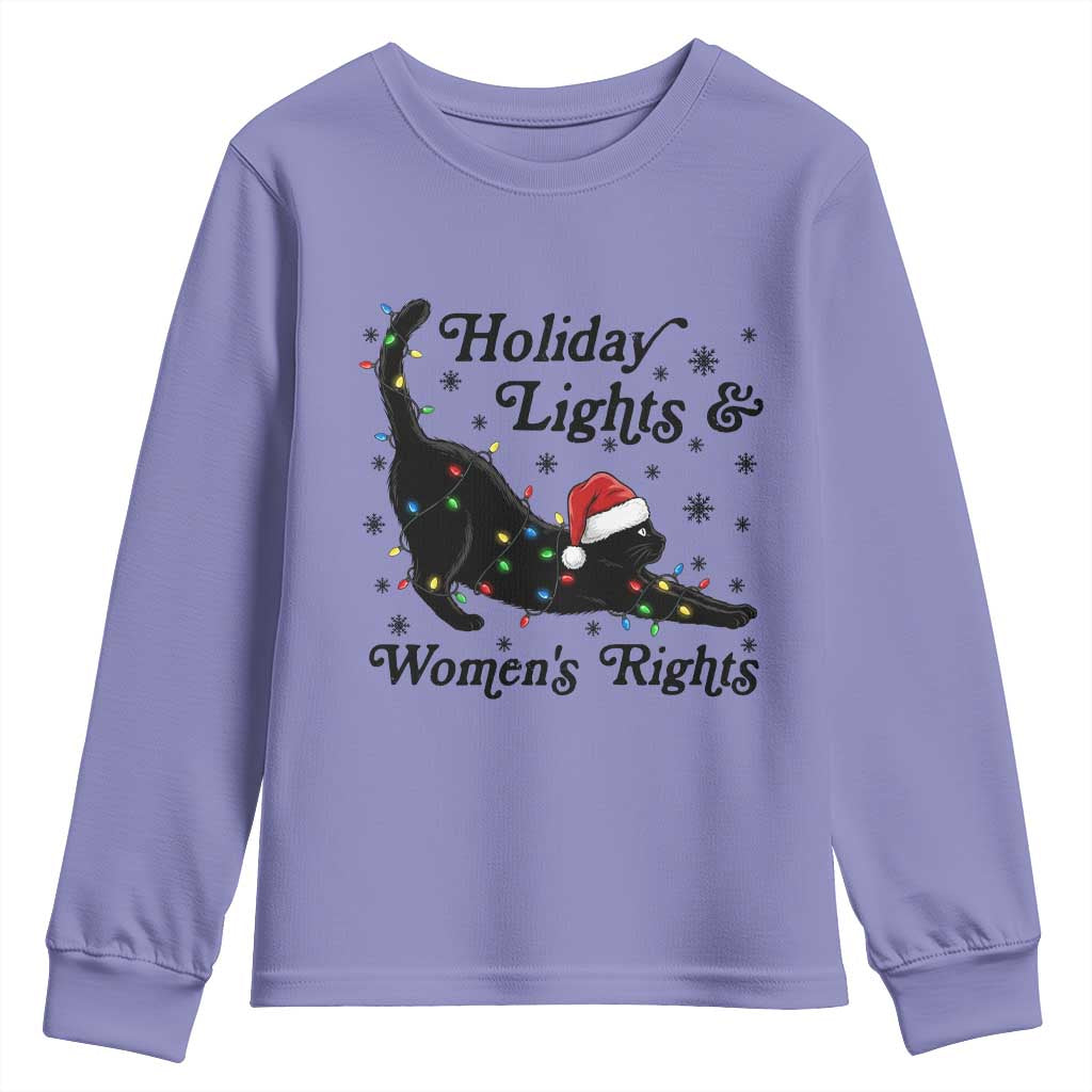 Sexy Cat Holiday Lights Womens Rights Supporter Youth Sweatshirt Christmas Feminist Gift TS12 Violet Print Your Wear