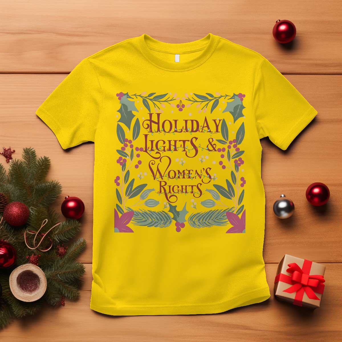 Holiday Lights Womens Rights Supporter T Shirt Feminist Activist Christmas Gift TS12 Daisy Print Your Wear