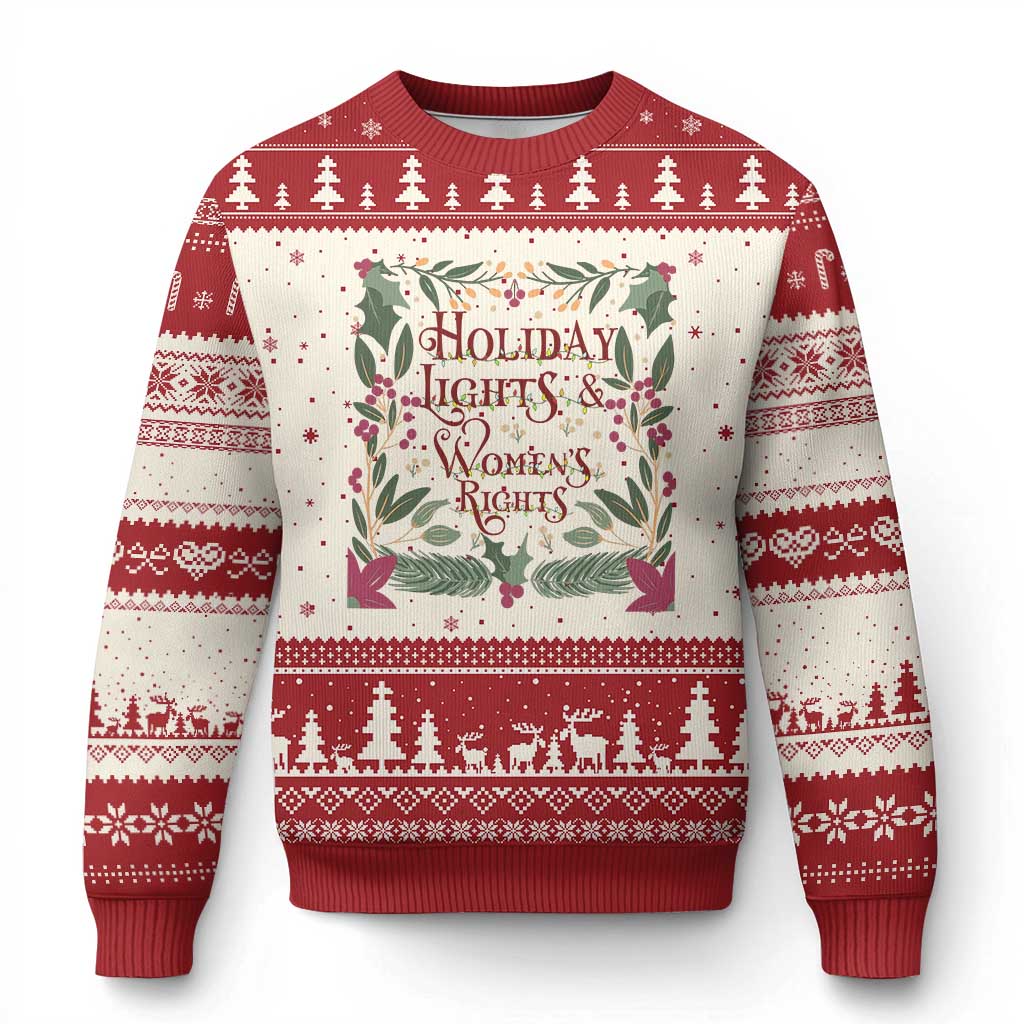 Holiday Lights Womens Rights Supporter Ugly Christmas Sweater Feminist Activist Xmas Gift TS12 Beige Red Print Your Wear