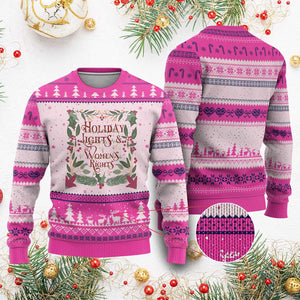 Holiday Lights Womens Rights Supporter Ugly Christmas Sweater Feminist Activist Xmas Gift TS12 Hot Pink Print Your Wear