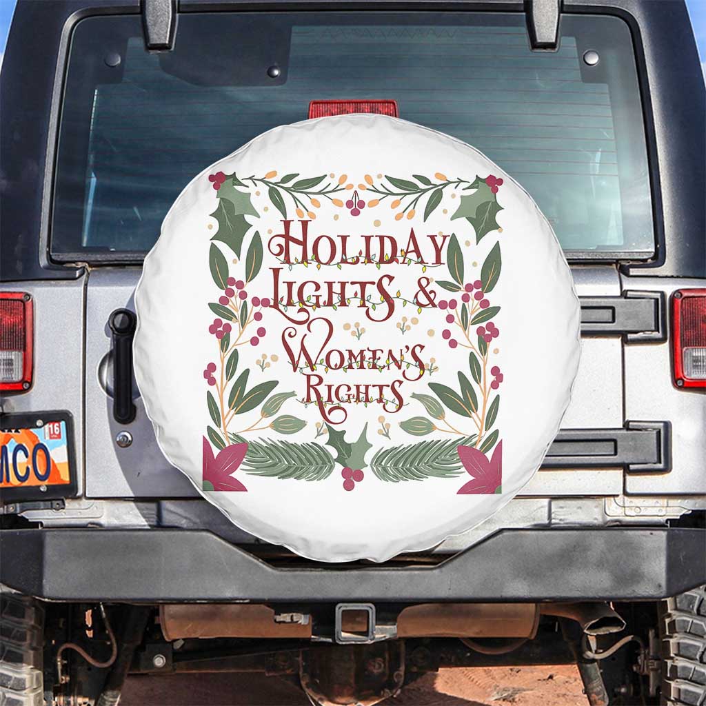 Holiday Lights Womens Rights Supporter Spare Tire Cover Feminist Activist Christmas Gift TS12 No hole White Print Your Wear