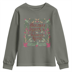 Holiday Lights Womens Rights Supporter Youth Sweatshirt Feminist Activist Christmas Gift TS12 Military Green Print Your Wear