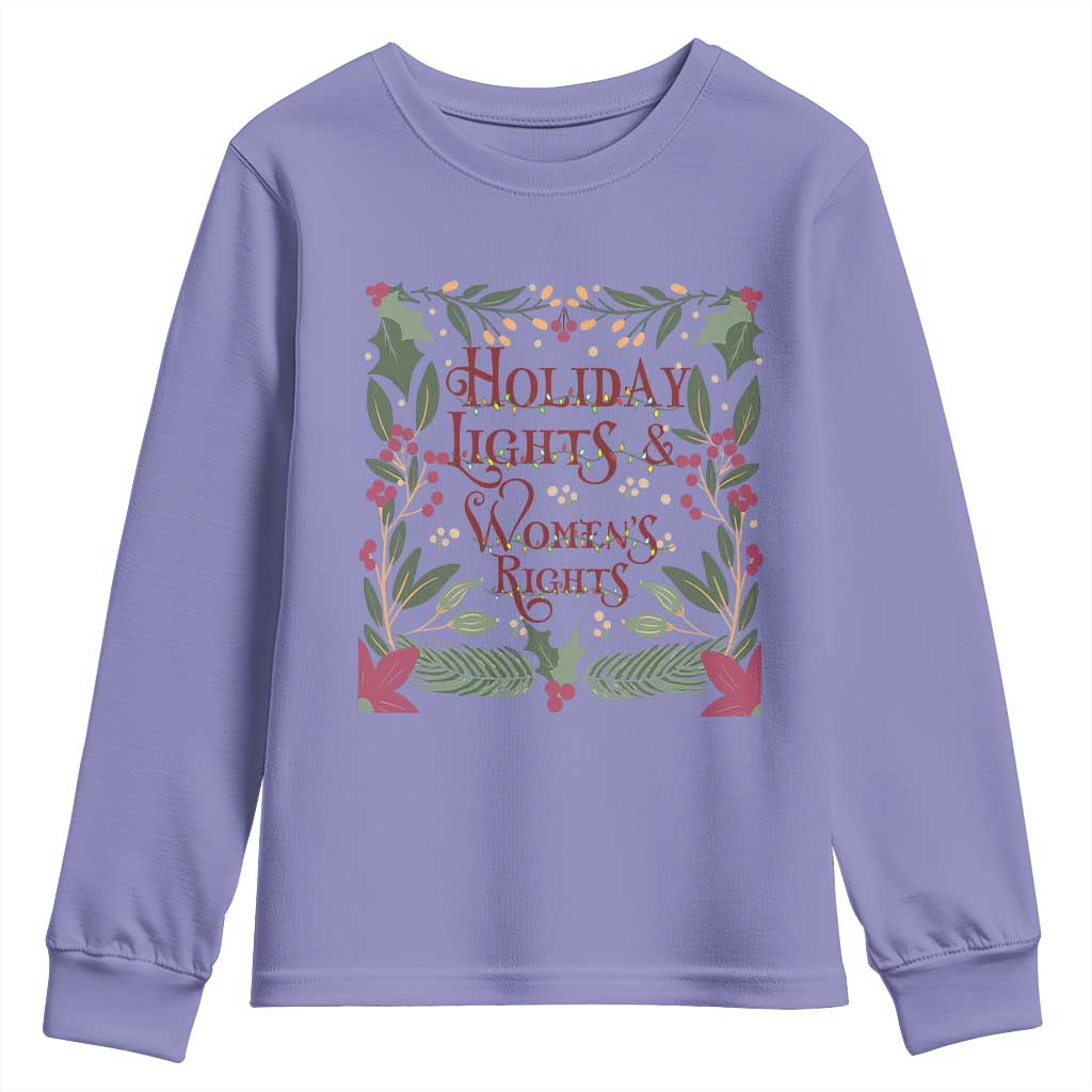 Holiday Lights Womens Rights Supporter Youth Sweatshirt Feminist Activist Christmas Gift TS12 Violet Print Your Wear