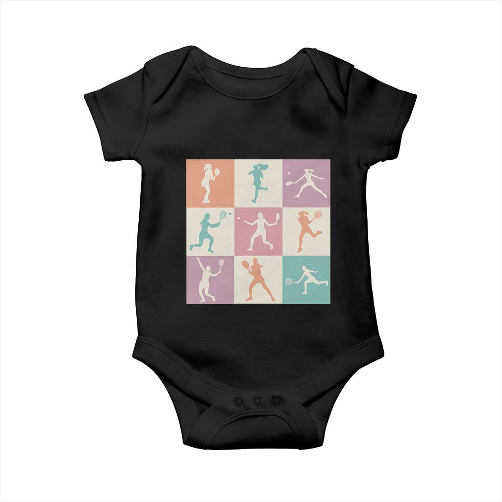 Tennis Lover Colorful Pastel Grid Sports Fan Gift Baby Onesie TS12 Black Print Your Wear