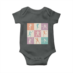 Tennis Lover Colorful Pastel Grid Sports Fan Gift Baby Onesie TS12 Dark Heather Print Your Wear