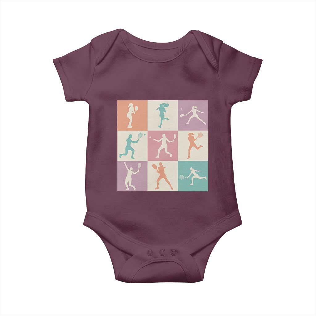 Tennis Lover Colorful Pastel Grid Sports Fan Gift Baby Onesie TS12 Maroon Print Your Wear