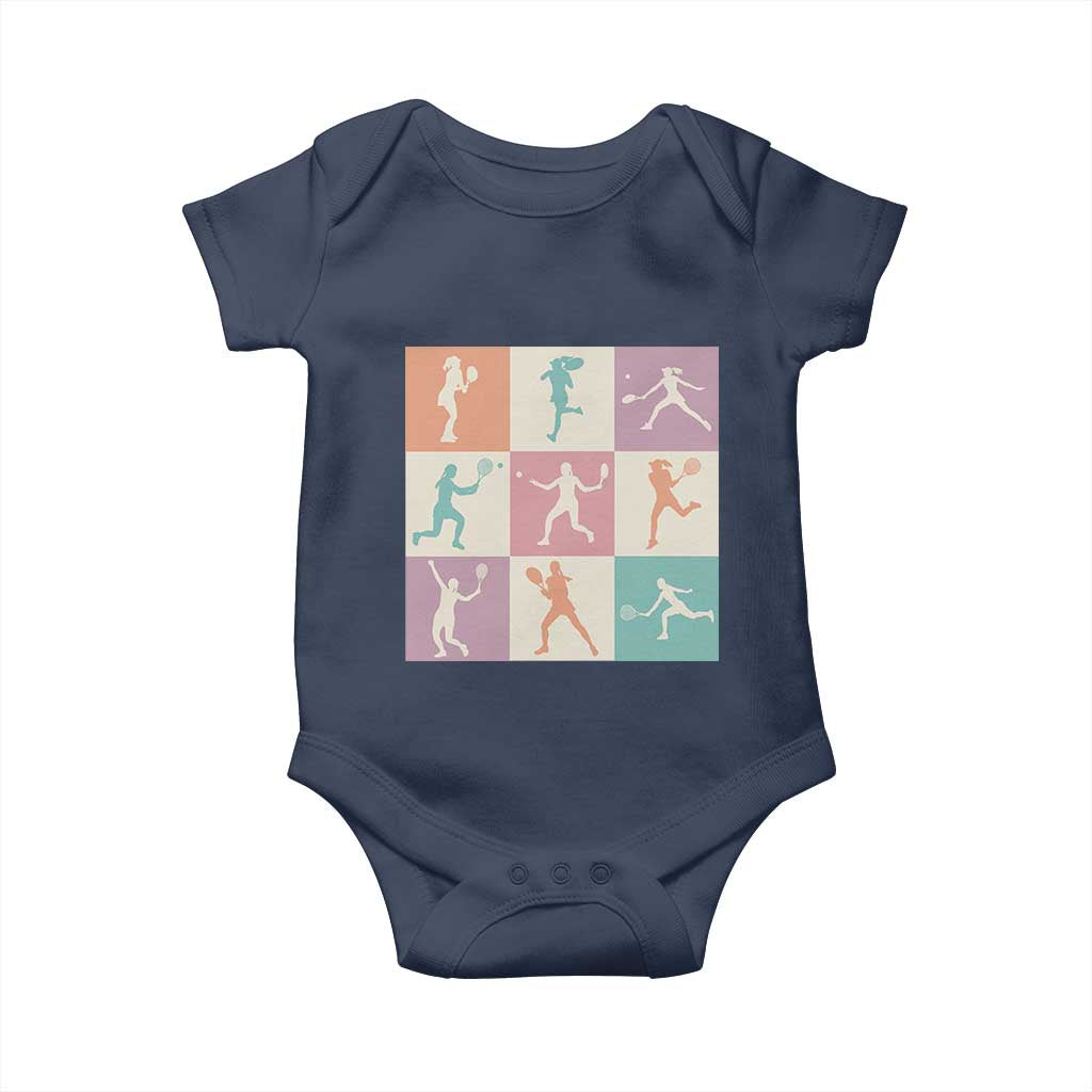 Tennis Lover Colorful Pastel Grid Sports Fan Gift Baby Onesie TS12 Navy Print Your Wear