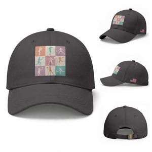 Tennis Lover Colorful Pastel Grid Sports Fan Gift Baseball Cap TS12 Baseball Cap Universal Fit Dark Gray Print Your Wear