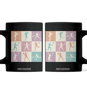Tennis Lover Colorful Pastel Grid Sports Fan Gift Coffee Mug TS12 Black Print Your Wear