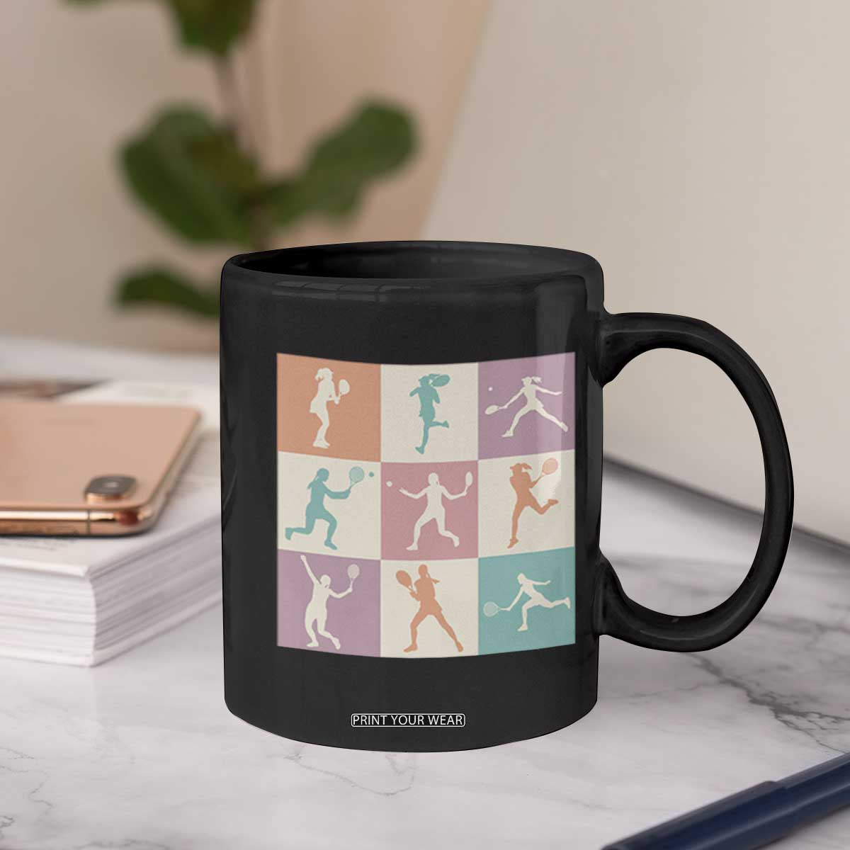 Tennis Lover Colorful Pastel Grid Sports Fan Gift Coffee Mug TS12 Print Your Wear