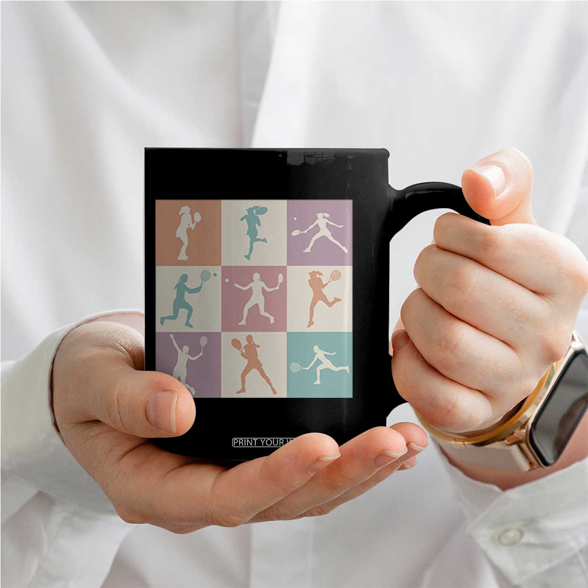 Tennis Lover Colorful Pastel Grid Sports Fan Gift Coffee Mug TS12 Print Your Wear