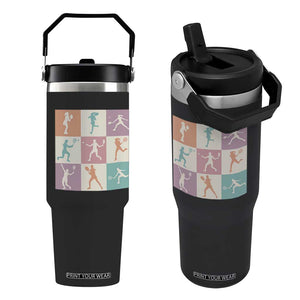 Tennis Lover Colorful Pastel Grid Sports Fan Gift Flip Straw Tumbler TS12 One Size: 30 oz Black Print Your Wear