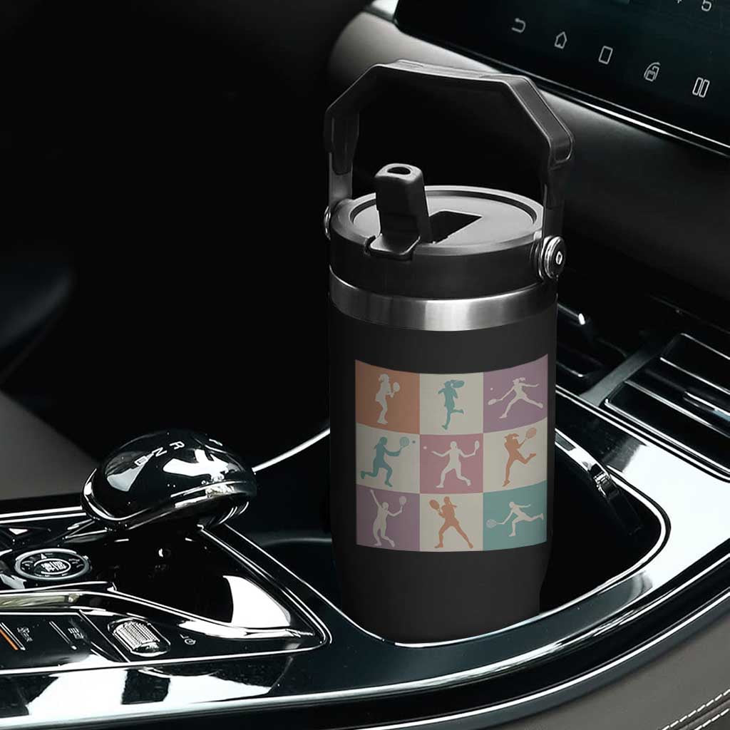 Tennis Lover Colorful Pastel Grid Sports Fan Gift Flip Straw Tumbler TS12 Print Your Wear